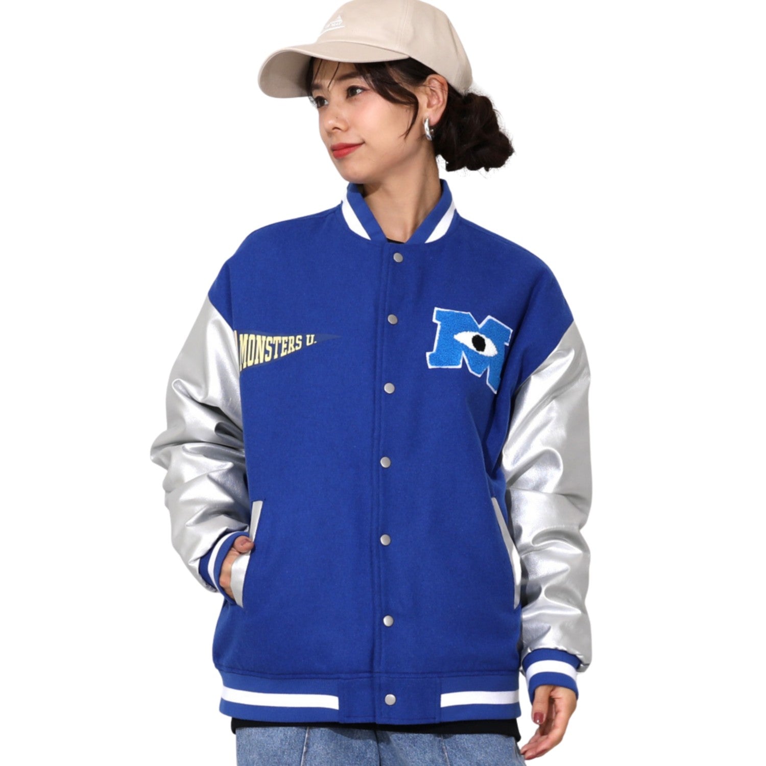 [Babydoll] Monsters University Matching Matching Stadium Jacket for Parents and Children 0899A / Adult Unisex Unisex Link Coordination Matching Look Parent and Child Coordination Tops Long Sleeves Outerwear Jumper Jacket Blouson Cover Up Padded