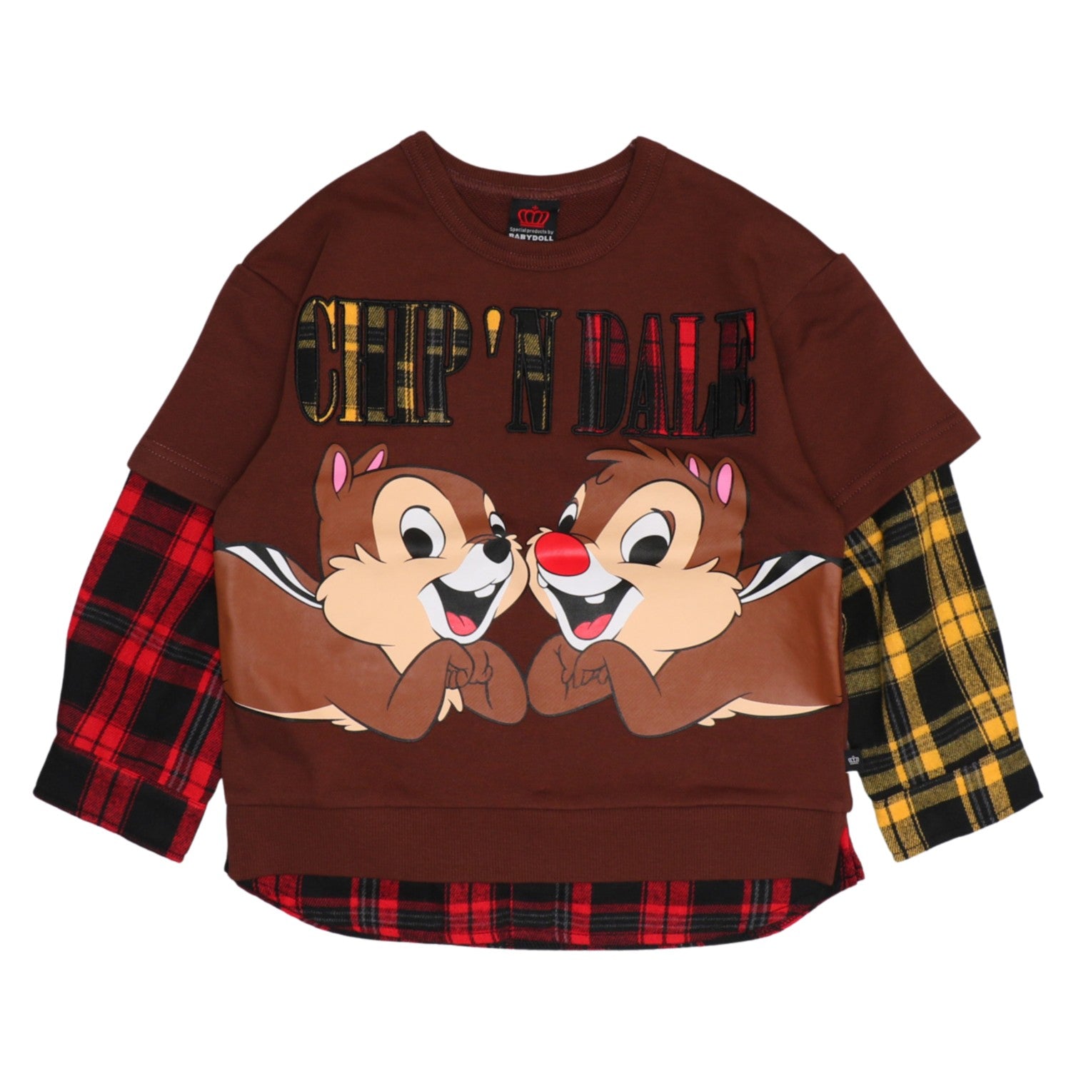 [Babydoll] Chip Dale Parent-Child Matching Check Layered Sweatshirt 0910K / Baby Size Kids Tops Long Sleeves Layered Style Link Coordination Matching Look Parent and Child Coordination Autumn/Winter