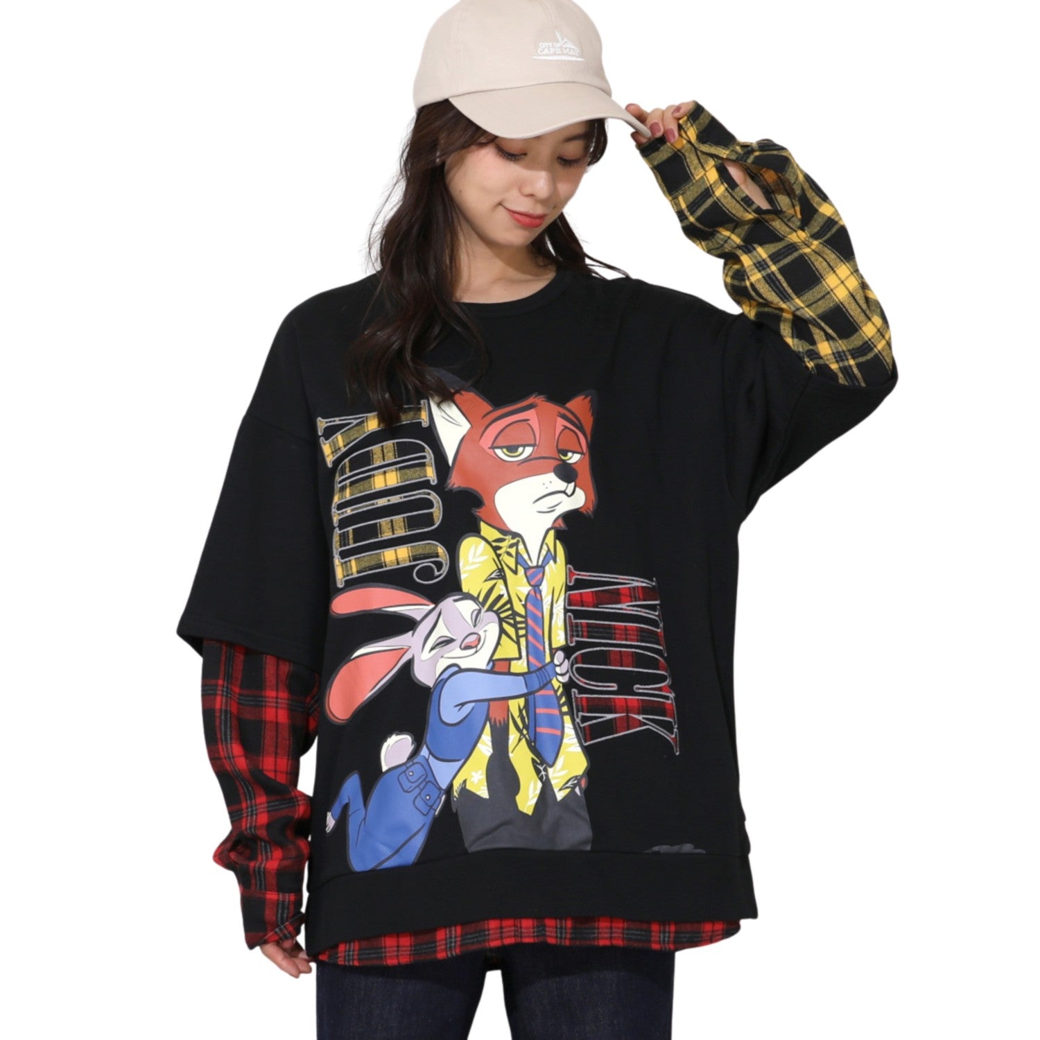 [Babydoll] Zootopia Matching Parent and Child Check Layered Sweatshirt 0910A / Adult Unisex Tops Long Sleeve Layered Style Link Coordination Matching Look Parent and Child Coordination Autumn/Winter Judy Nick