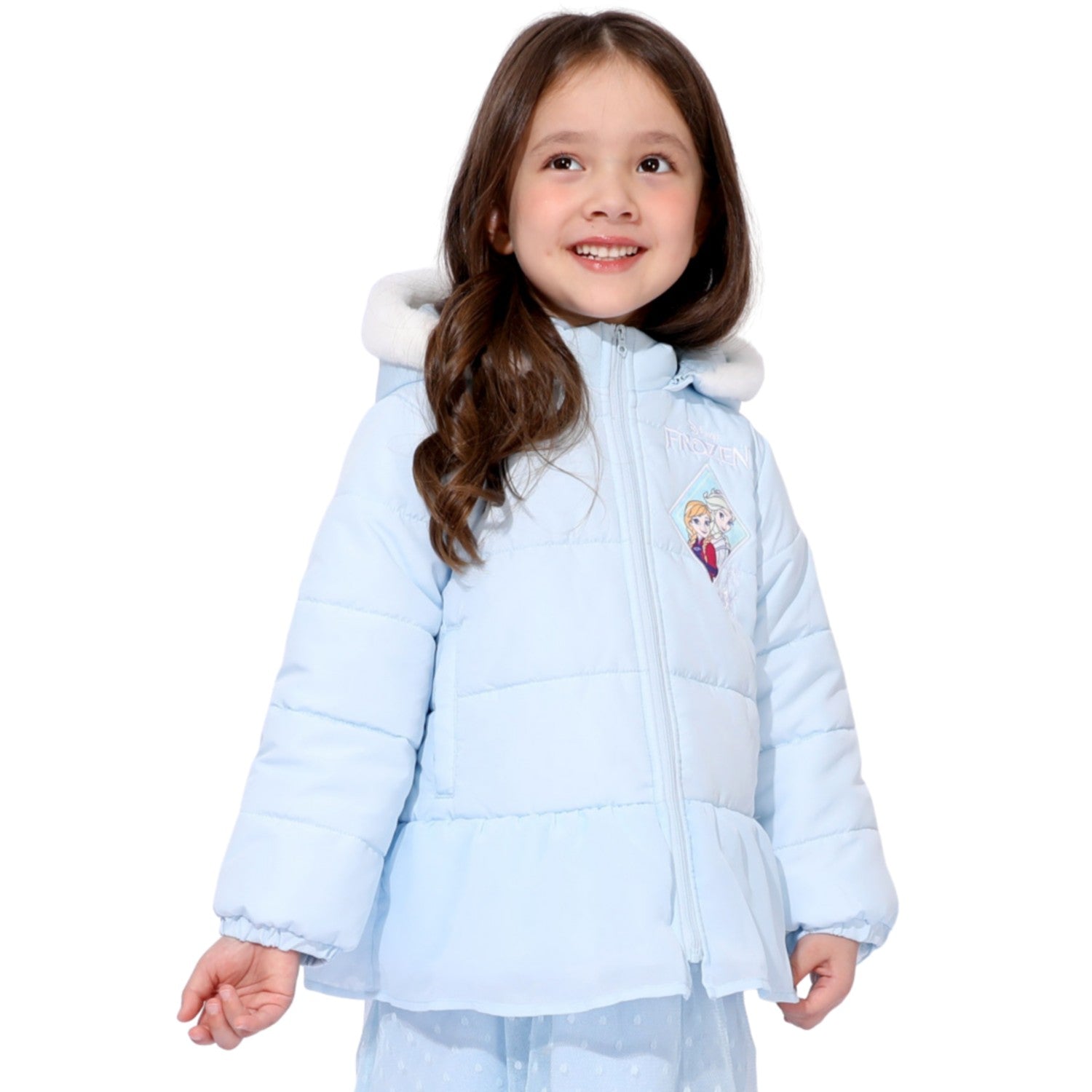 [Baby Doll] Anna Elsa Princess / Frilled outerwear 1100K / Removable hood 2WAY Kids Tops Outerwear Fluffy Filling with Fur Girly Light Cold Protection Autumn/Winter