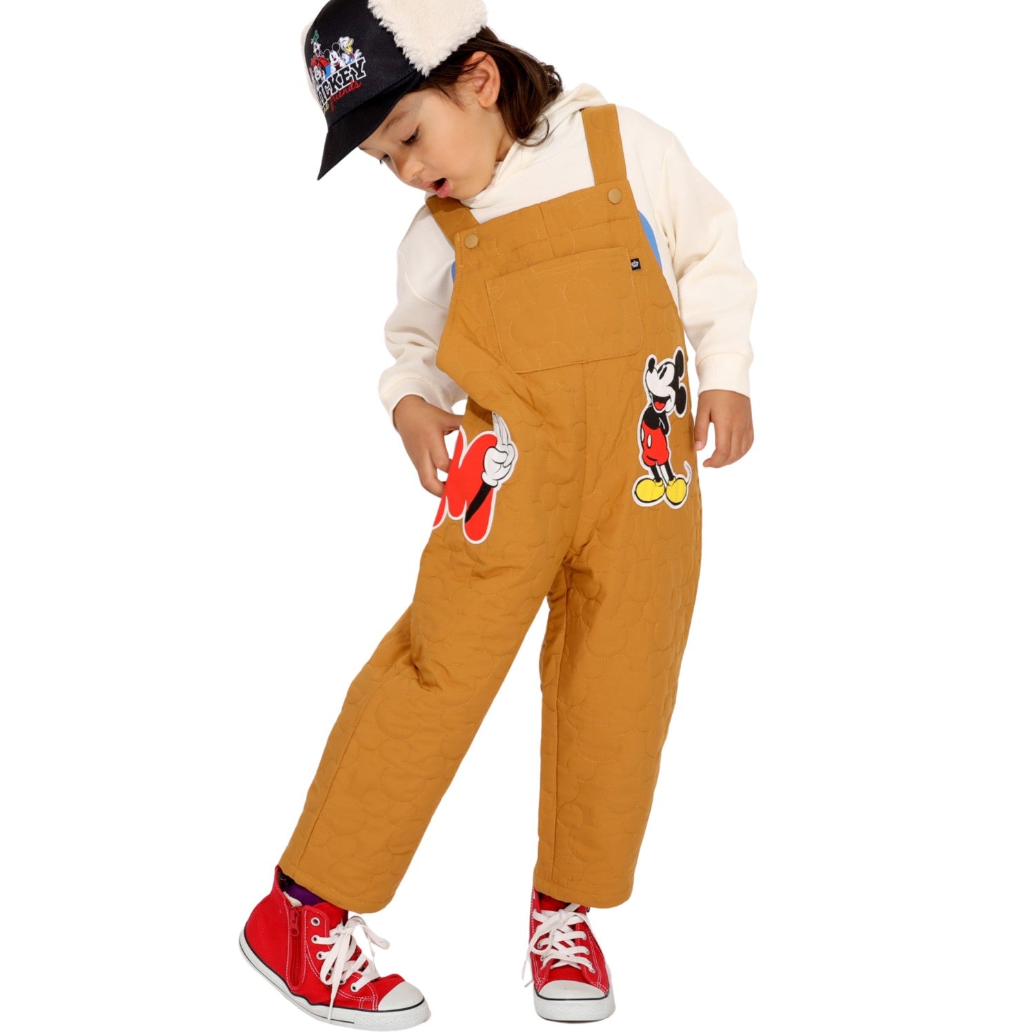 [Baby Doll] Mickey Quilted Overalls 1141K / Baby Size Kids Bottoms Long Pants Long Pants Overalls Quilt Link Coordination Matching Look Brother and Sister Matching