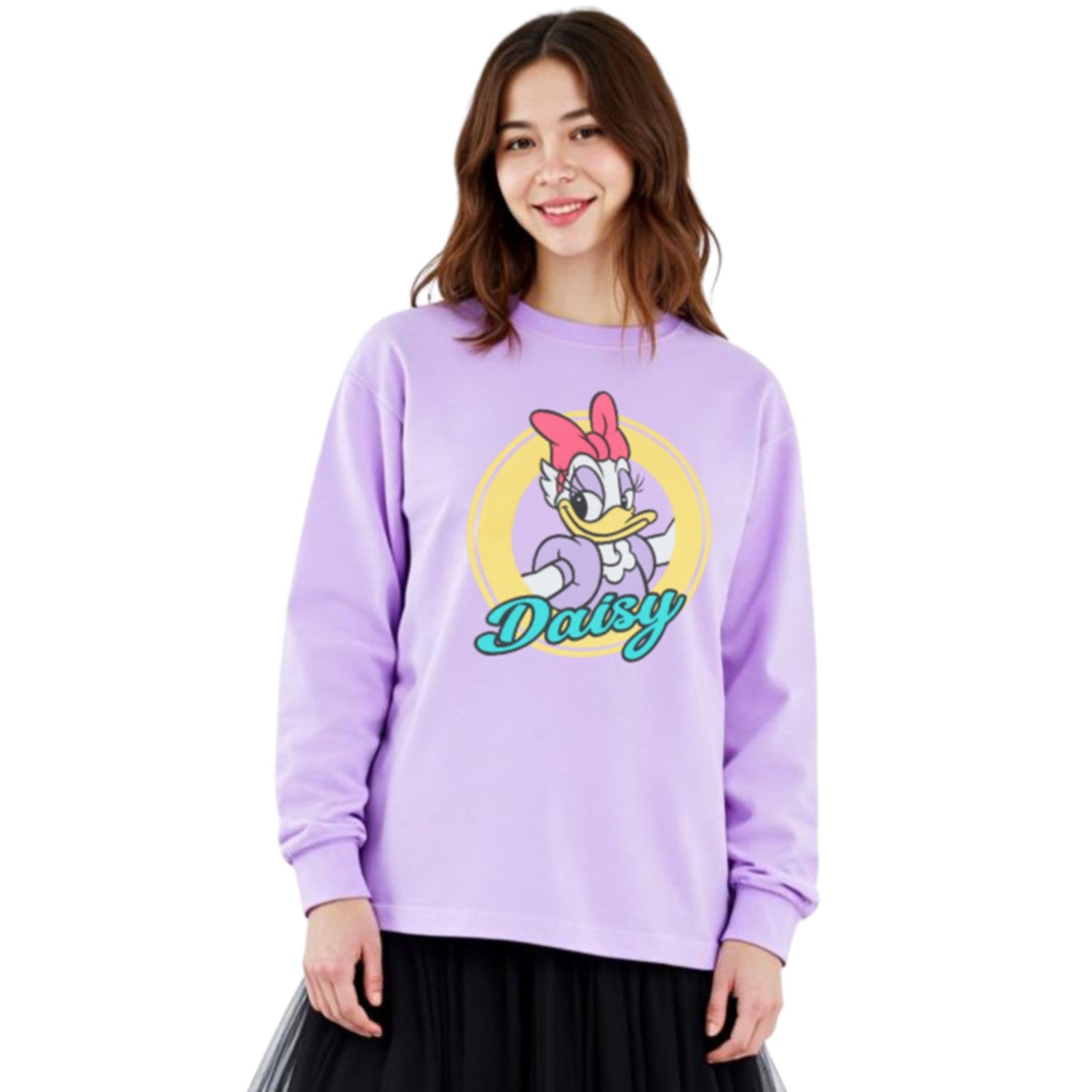 [Baby Doll] Daisy Parent and Child Matching BIG Character Long T-shirt 1245A / Adult Unisex Tops Long Sleeve T-shirt Crew Neck Cut and Sew Link Coordination Matching Look Parent and Child Coordination Tenjiku Material
