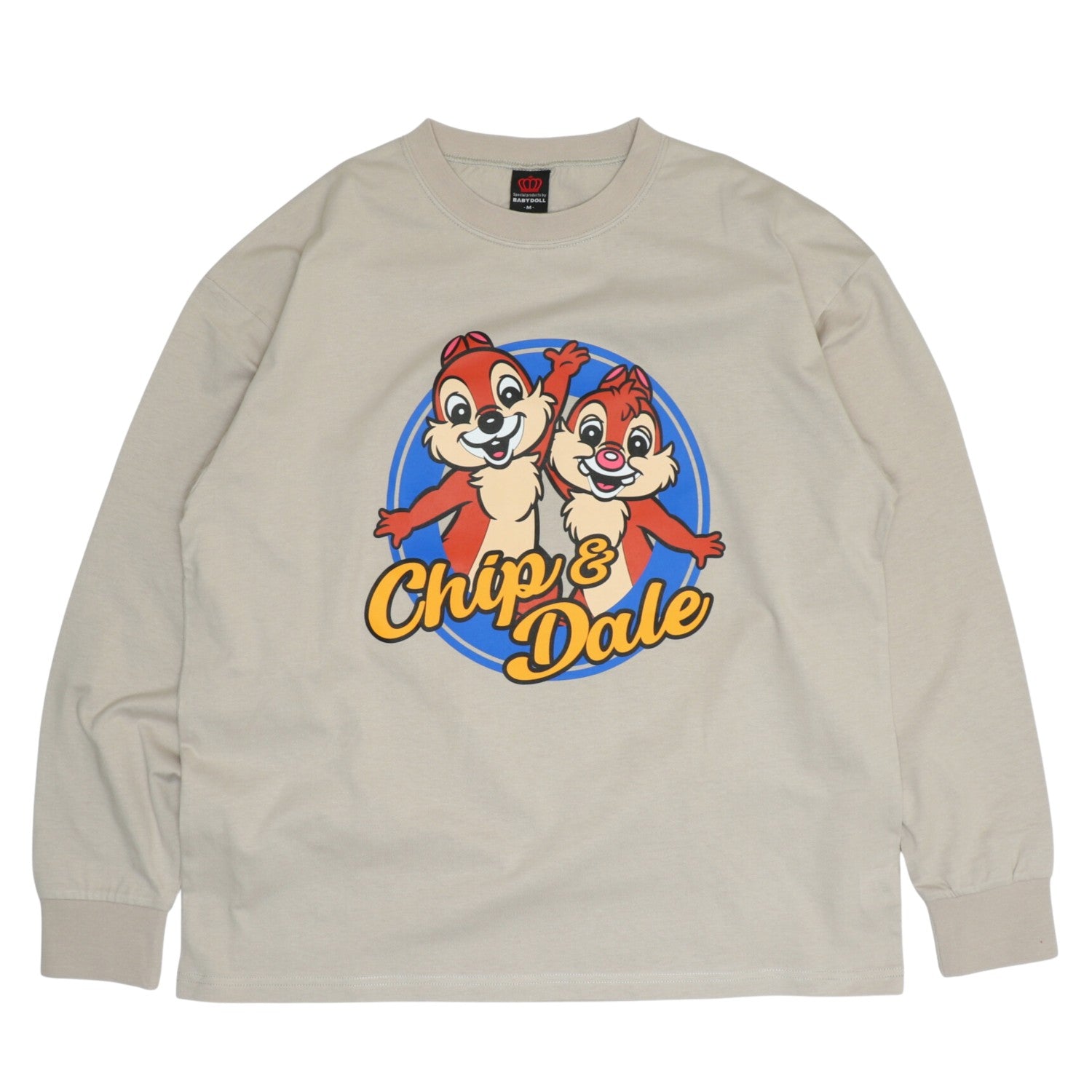 [Baby Doll] Chip Dale Parent-Child Matching BIG Character Long T-shirt 1245A / Adult Unisex Tops Long Sleeve T-shirt Crew Neck Cut and Sew Link Coordination Matching Look Parent and Child Coordination Tenjiku Material
