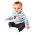 [Babydoll] Mickey striped romper with patch 1259B / Baby size, baby, baby gift, present, baby clothes, coverall, docking romper, easy, jersey material, link coordination, matching look, parent-child coordination