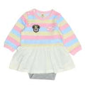 [Babydoll] Minnie striped romper with patch 1259B / Baby size, baby, baby gift, present, baby clothes, coverall, docking romper, easy, jersey material, link coordination, matching look, parent-child coordination
