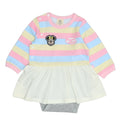[Babydoll] Minnie striped romper with patch 1259B / Baby size, baby, baby gift, present, baby clothes, coverall, docking romper, easy, jersey material, link coordination, matching look, parent-child coordination