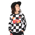 [Babydoll] Cars Box Pattern Long T-shirt 1265K / Baby Size Kids Tops Long Sleeve T-Shirt Crew Neck Cut and Sewn All Over Pattern Checkered Pattern T-shirt Material Circuit Sporty