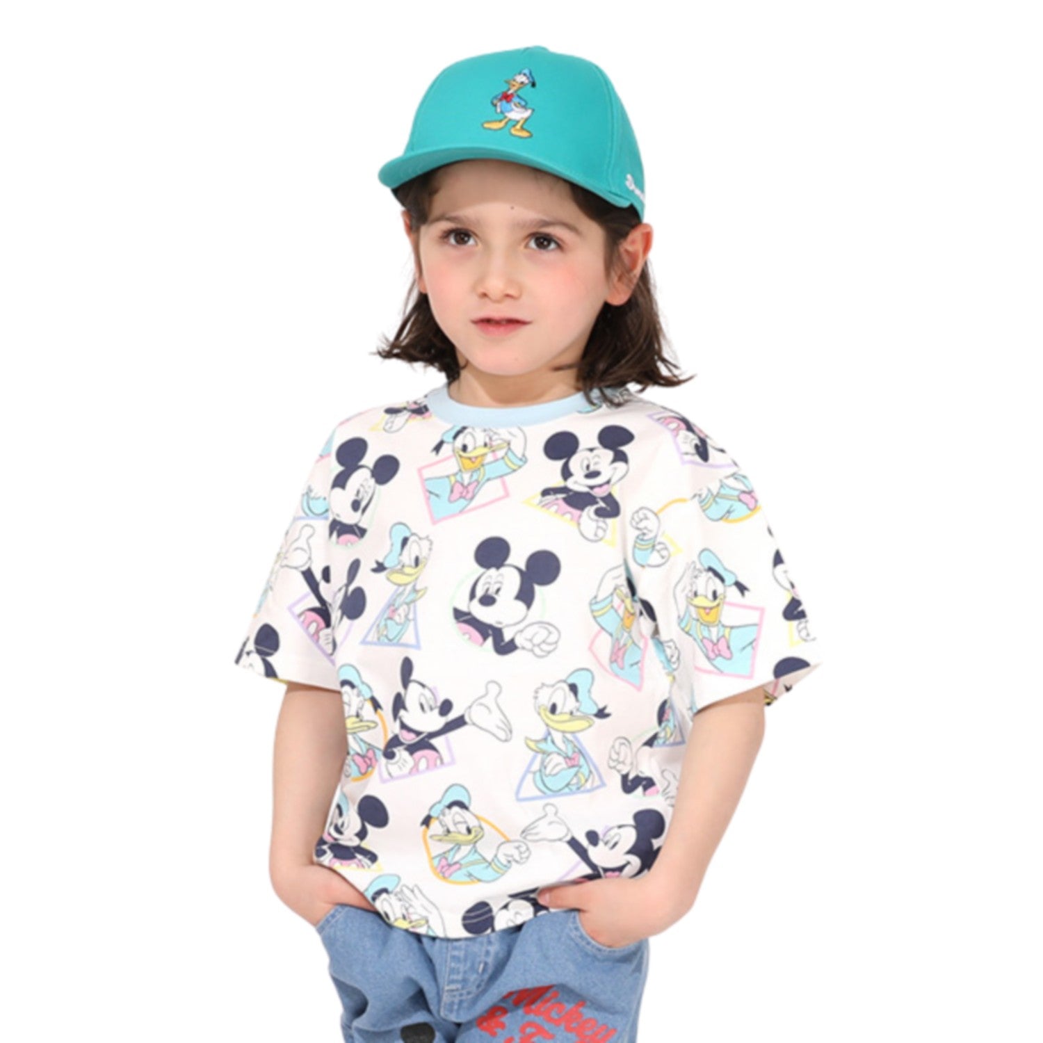 [Baby Doll] Mickey Donald Parent and Child Matching Pastel Allover Pattern T-...
