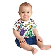 [Baby Doll] Mickey & Friends Colorful All-over Pattern Romper 1344B / Baby Size Baby Baby Shower Gift Present Baby Clothes Baby Coverall Short Sleeve Jersey Material