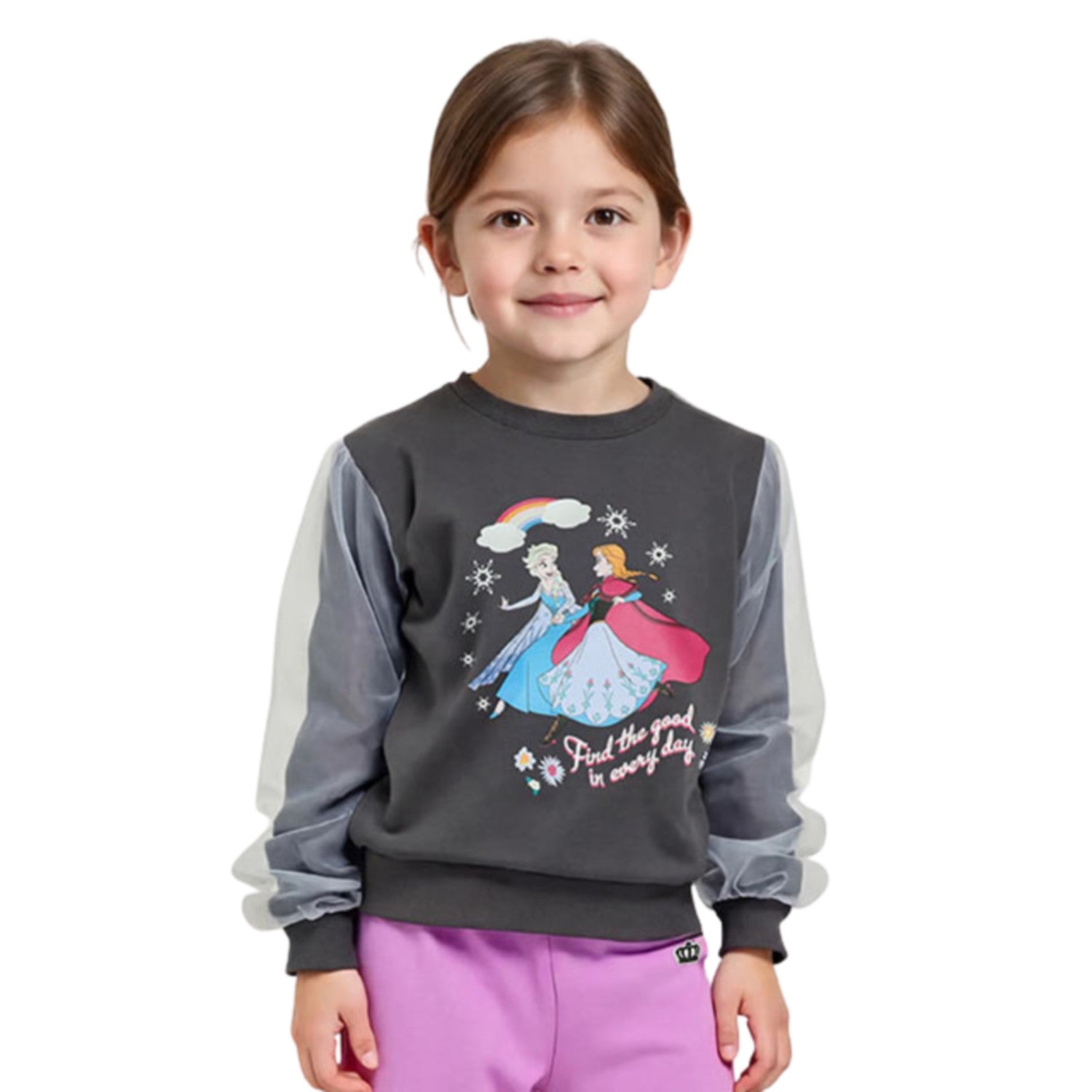 [Babydoll] Anna Elsa Tulle Sleeve Sweatshirt 1571K / Baby Size Kids Tops Long...