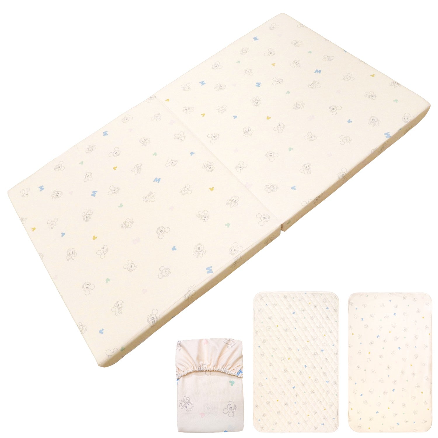 Mickey & Minnie Firm Futon 4 Piece Set Mattress Waterproof Sheet Quilt Pad Sheet 2 Sizes to Choose from NZ3226-VS/WS