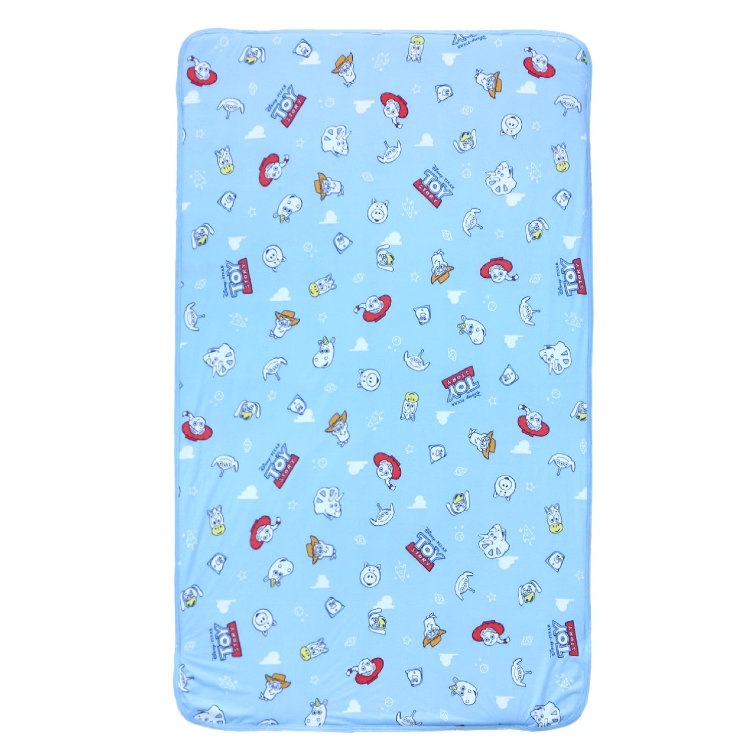Toy Story Cool Waterproof Sheets from Japan, featuring Woody and friends on a blue background