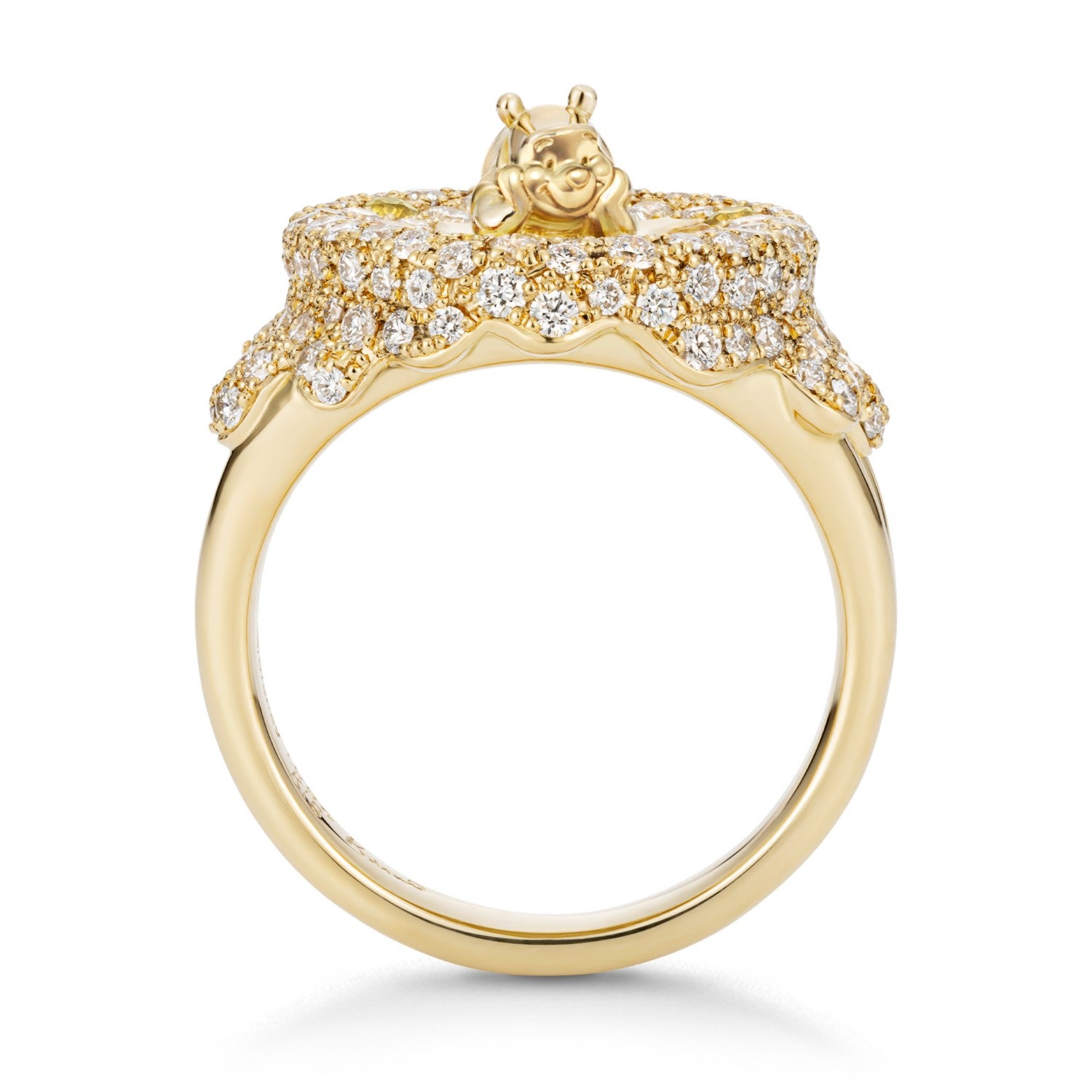 Melting Honey Winnie Pooh ring with diamonds and yellow sapphire from Japan