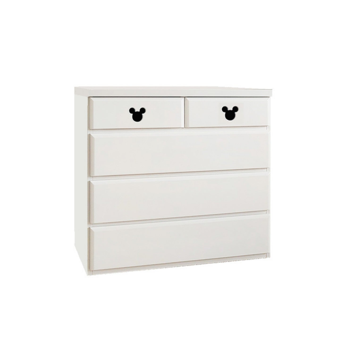 80cm Width 4 Tiers Mikit Wooden Mickey Mouse Chest Storage Box Made in Japan White Drawer Children's Room Disney Furniture