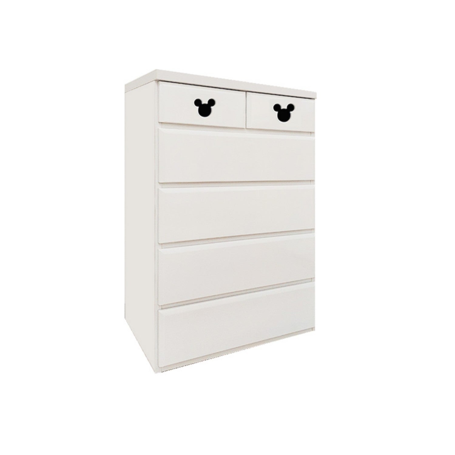 60cm Width 5 Tiers Mikit Wooden Mickey Mouse Chest Storage Box Made in Japan White Drawer Children's Room Disney Furniture