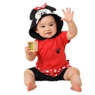[Baby Doll] Minnie Romper 7874B / Baby Size Baby Baby Shower Gift Present Baby Clothes Hooded 3D Motif Snap Button Center Open Fancy Dress Costume Cosplay
