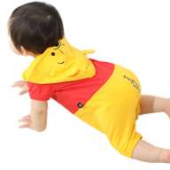 [Baby Doll] Pooh Romper 7874B / Baby Size Baby Baby Shower Gift Present Baby Clothes Hooded 3D Motif Snap Button Center Opening Costume Cosplay