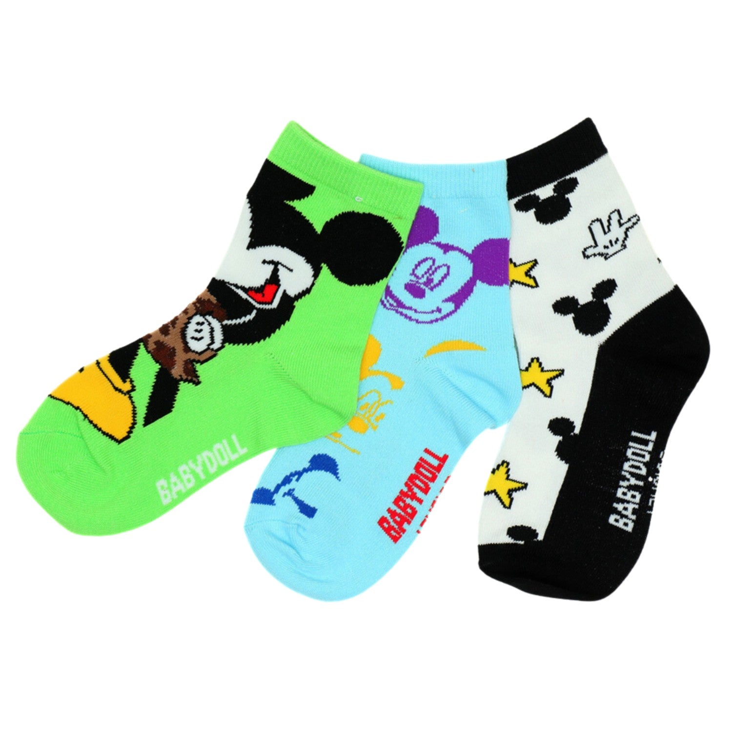 [Baby Doll] Mickey Crew Socks Set 7896 / Baby Size Kids Socks 3 Pair Set 3 Pa...