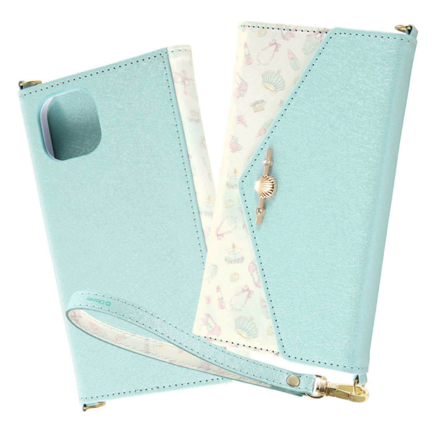 "Disney Character Princess"/Notebook type leather case Collet with charm + strap/"Ariel"