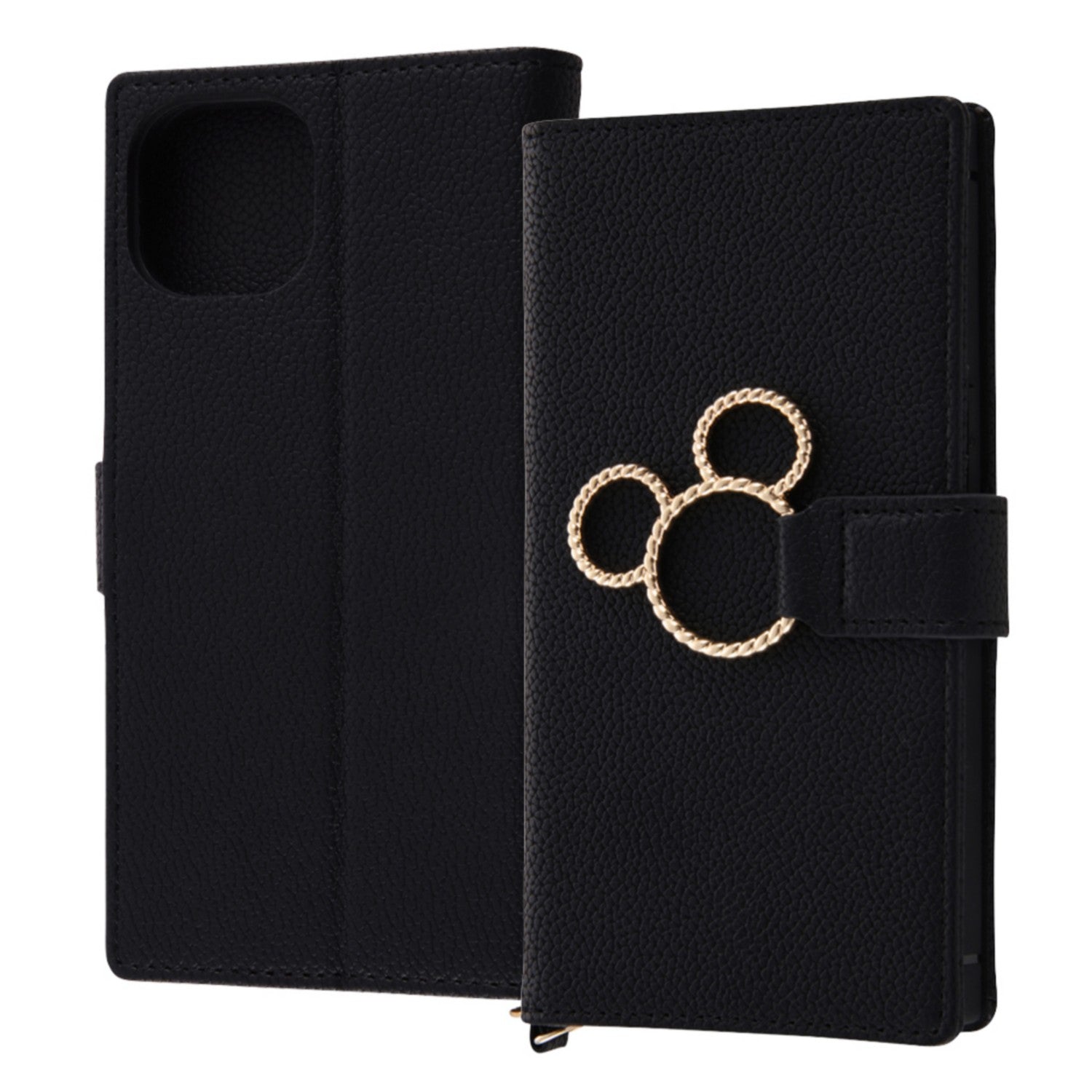 "Disney Character"/Shockproof Notebook Type Leather Case KAKU Ring/Mickey Mitsumaru/Black