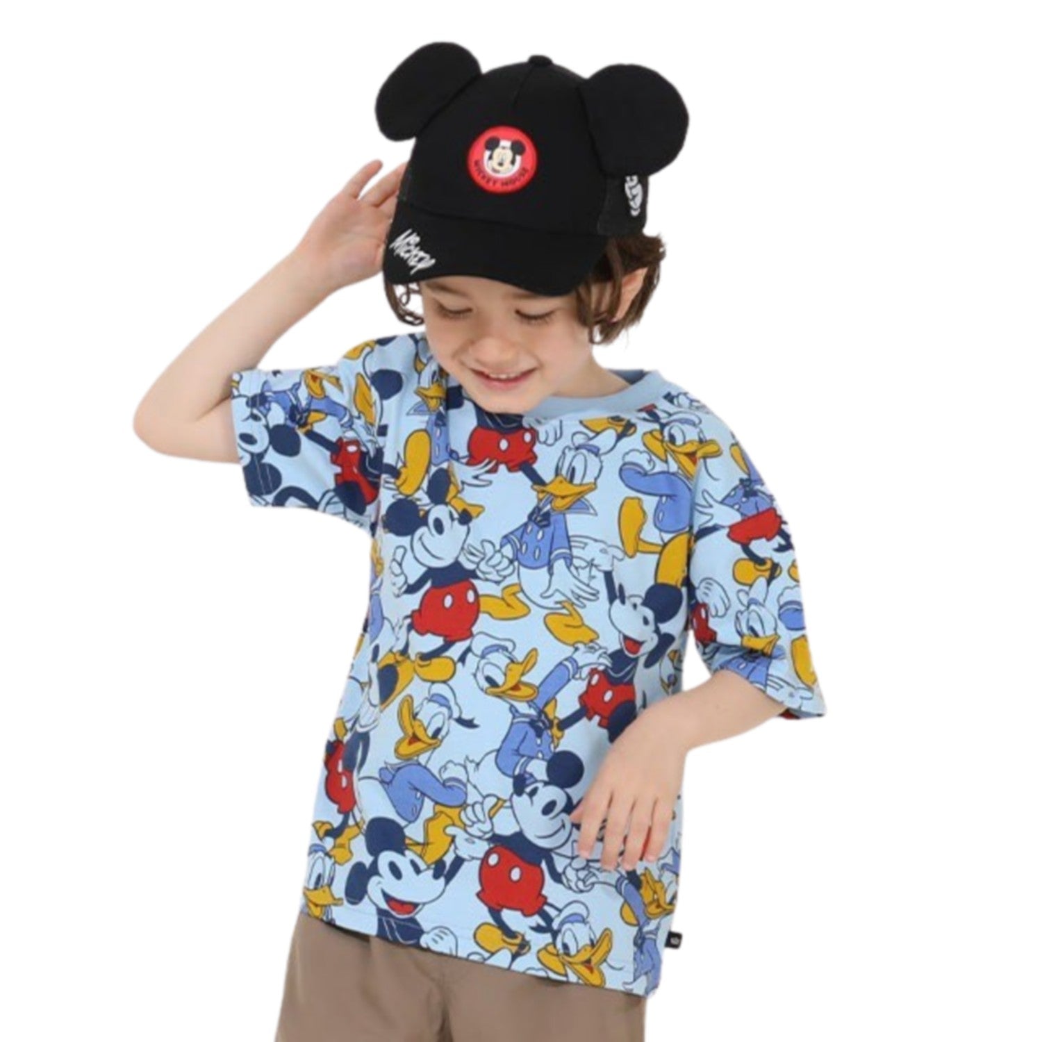 [Babydoll] Mickey Donald Parent-child matching all-over pattern T-shirt 9532K / Baby size Kids Link coordination Matching look Parent-child coordination Tops Short sleeve