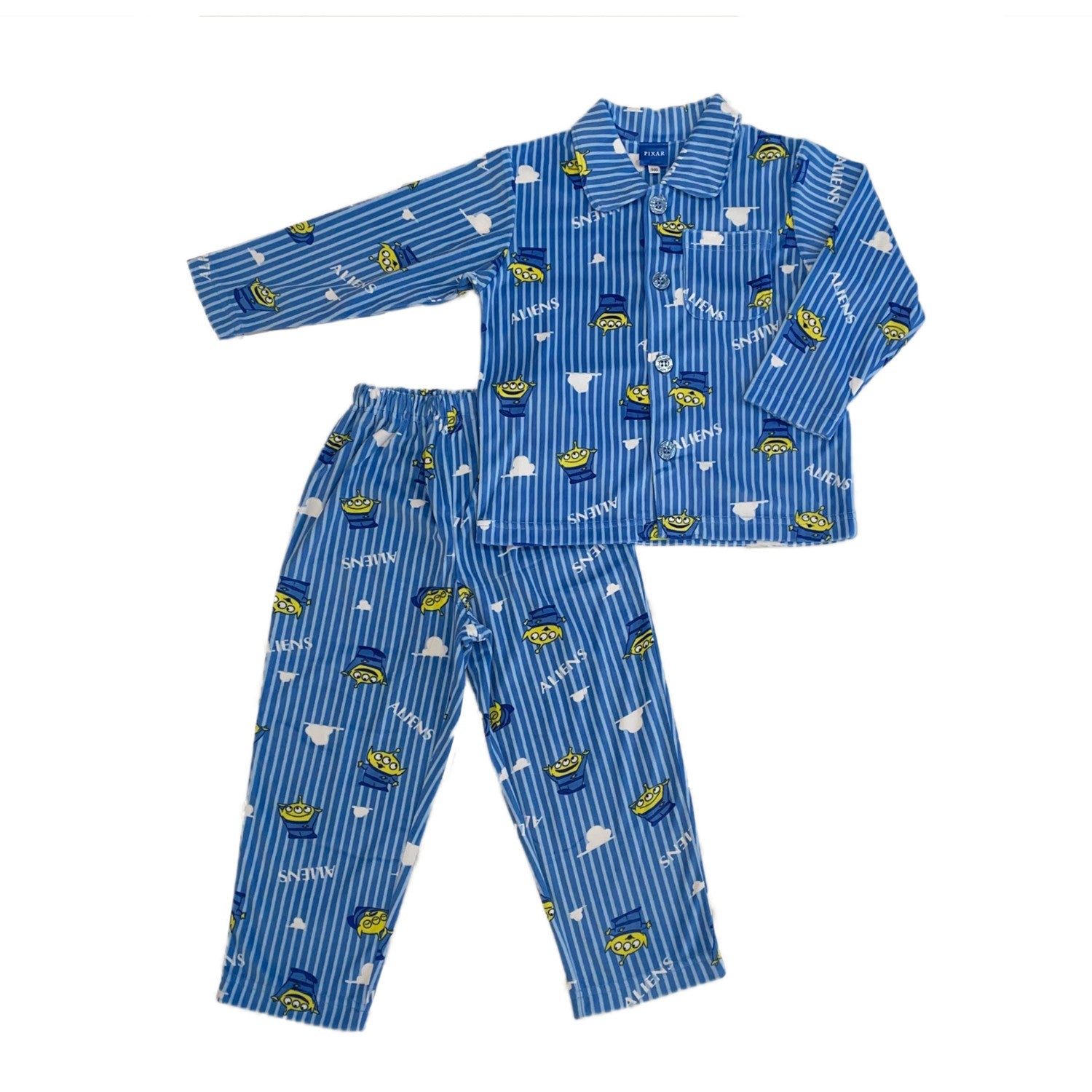 Little Green Men Kids' Velor Striped Shirt Pajamas