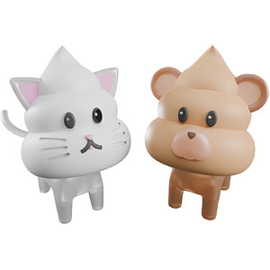 Clay Model Kit Animal Poop Set 1 Cat & Bear Plastic Model