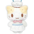 Fluffy cat like a marshmallow Mascot cock with carabiner