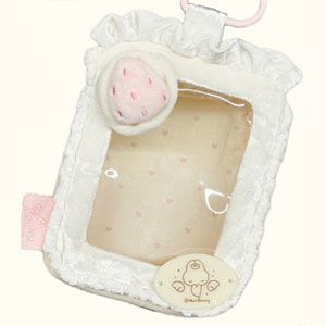 White strawberry cake 10cm stuffed animal pouch (square)
