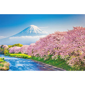 Jigsaw Puzzle Japanese Landscape Cherry Blossom Trees in Full Bloom and Mt. Fuji (Shizuoka) 1000 Pieces (10-1387)