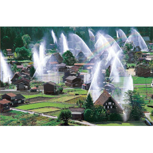Jigsaw puzzle Shirakawa-go water discharge scene-Gifu 1000 pieces (09-016S)