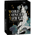 card game word concept tower