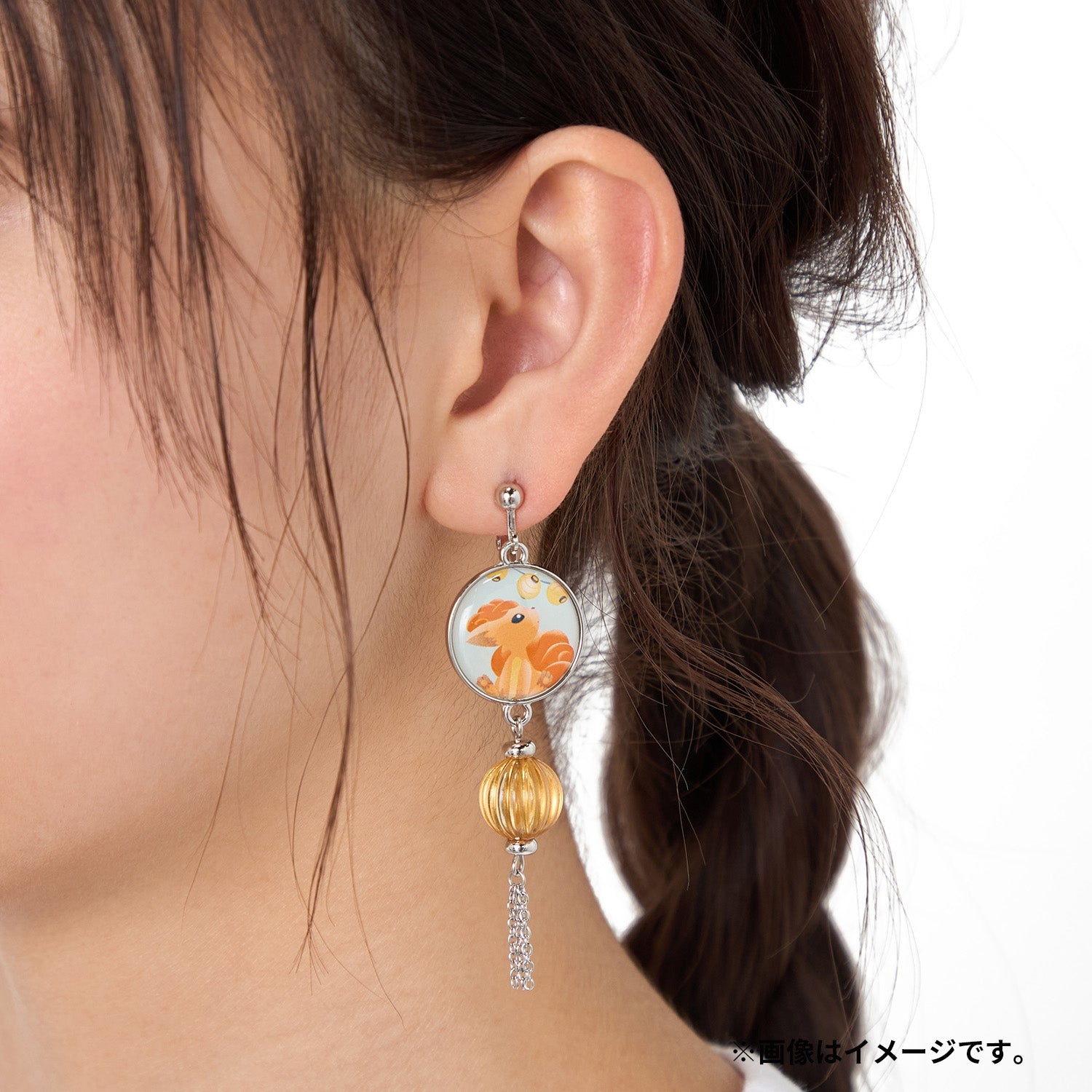 Pokemon earrings with plate and bead details, authentic from Japan