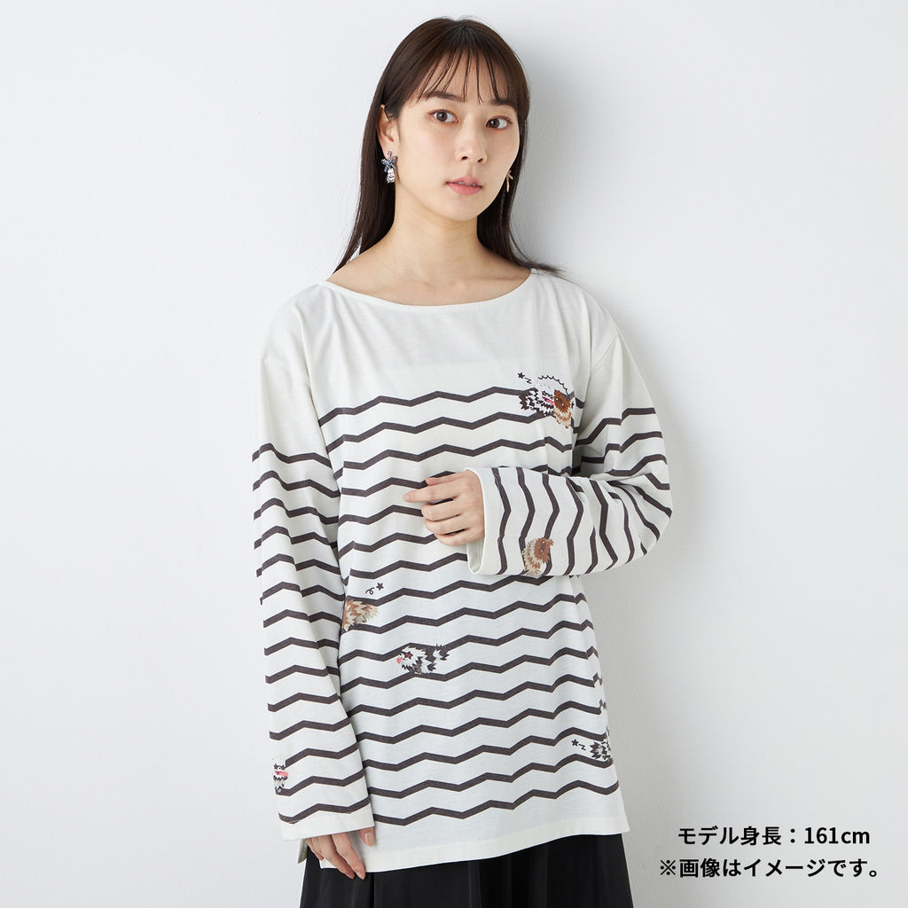 One-point embroidery long T-shirt Nitamono Zigzaguma & Galar Zigzaguma
