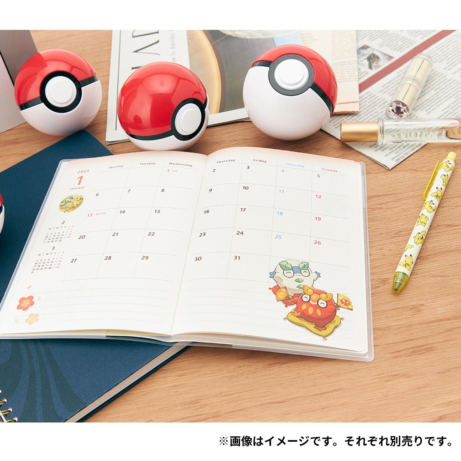 Pokemon Japan B6 Schedule Book 2025 with unique seasonal situations design from Japan