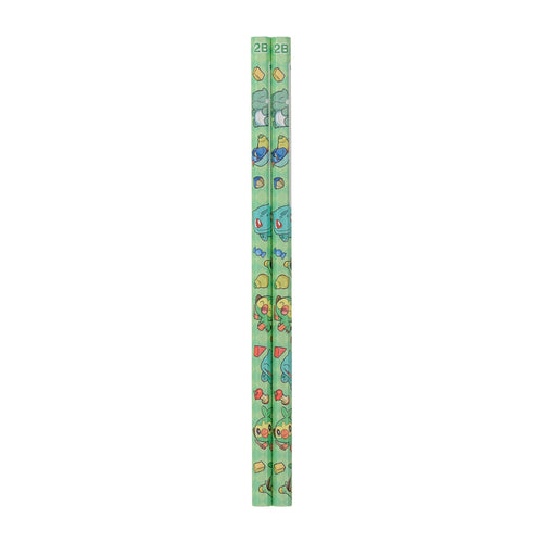 2B Pencil Set of 2 Playroom Bulbasaur & Naetle & Sarunori from Japan, featuring colorful Pokemon characters on pencils