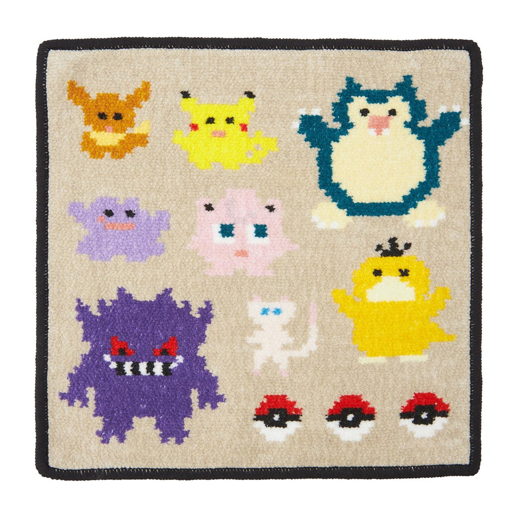 Close-up of soft Chenille Towel Handkerchief with Pokémon design from Japan