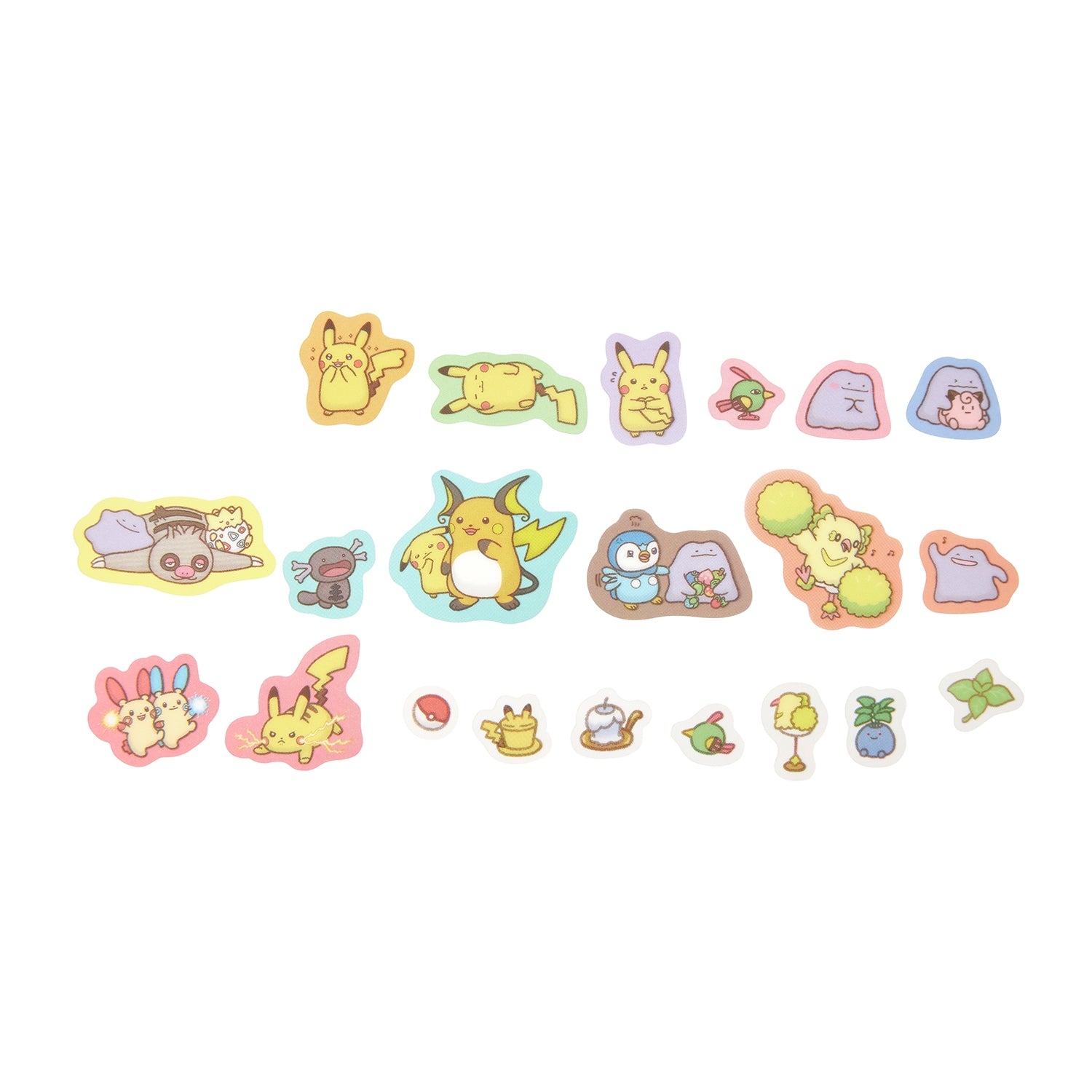 Authentic Pokemon stickers from Japan, showcasing vibrant colors and iconic Caterpie design