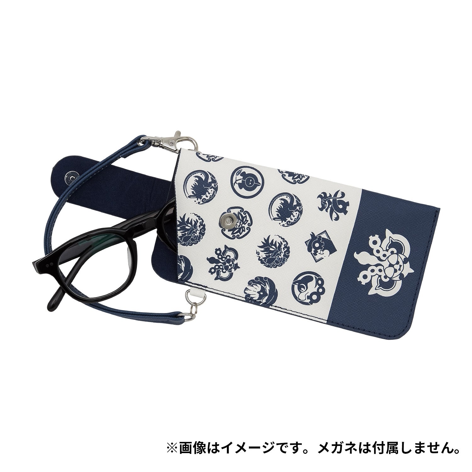 Close-up of Poke Crest Kitakami no Sato glasses case, made in Japan with high-quality materials