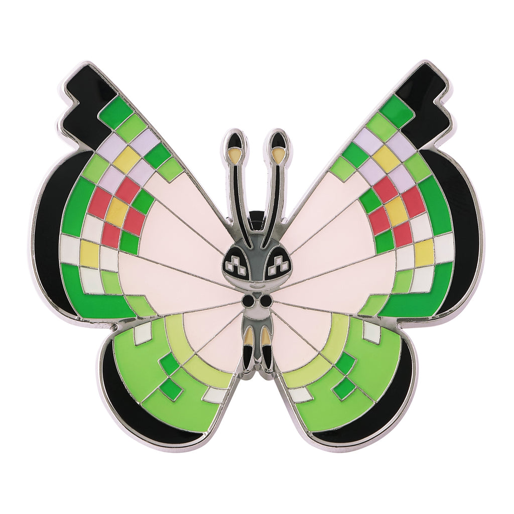 Officially licensed Pokemon Center Japan Vivillon pin, sourced from Japan with detailed design