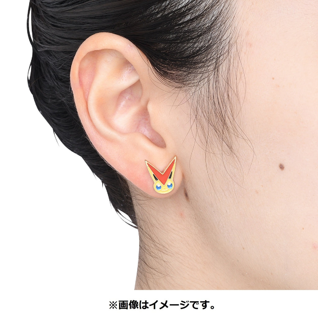 Close-up of Pokémon Victini Earrings, intricate details, Japan import