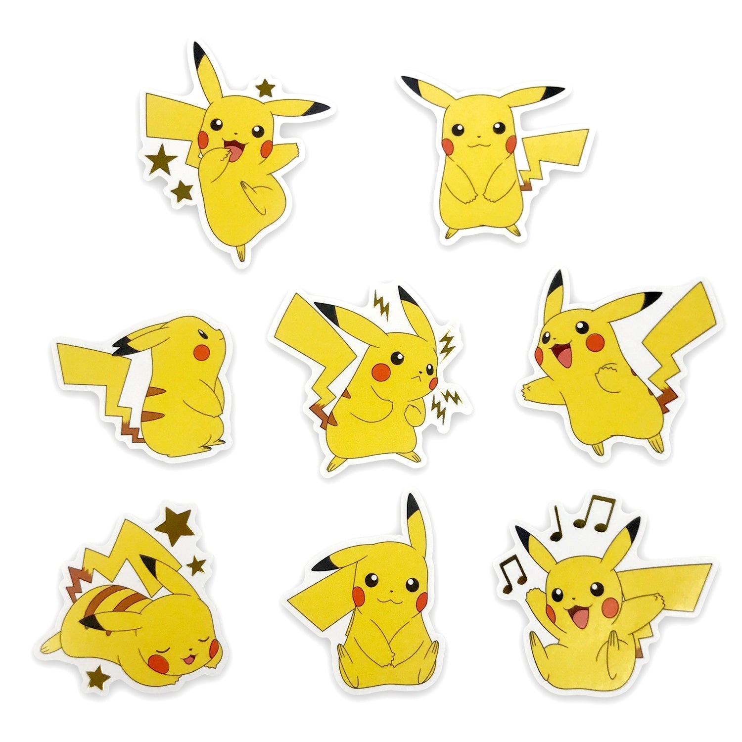 Authentic Japanese Pokemon stickers - Pikachu flake seals with vibrant colors and official Pokemon Center Japan packaging