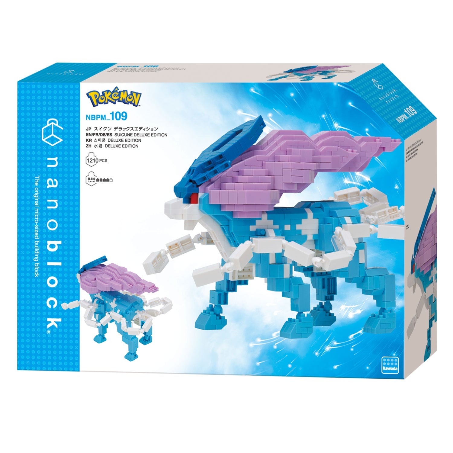Nanoblock Suicune Deluxe Edition figure from Japan, blue and white design