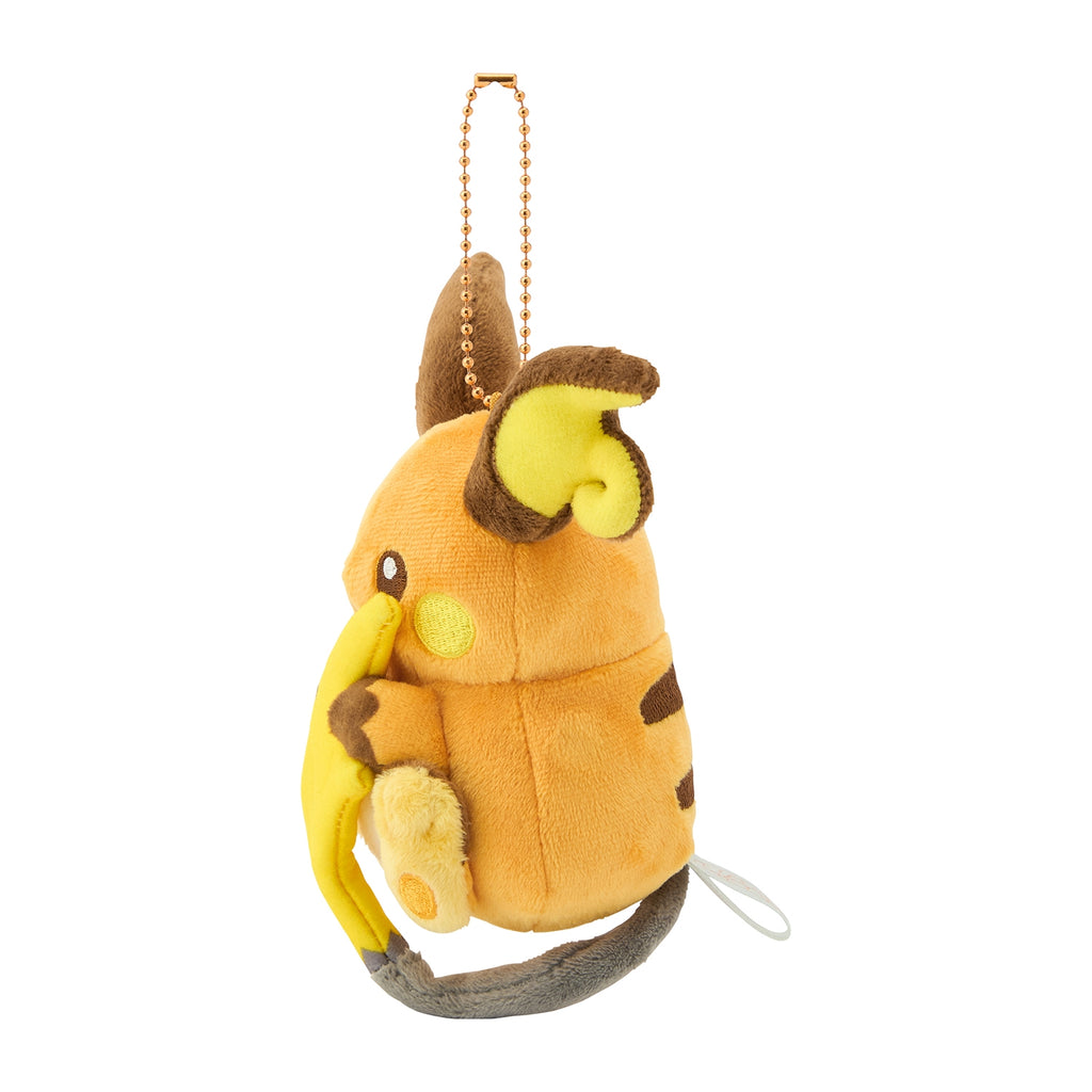 Back of Raichu and Alolan Raichu mascots from Japan, showing magnet details