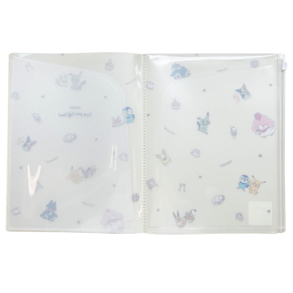 Zipper 6 pocket clear file/cafe