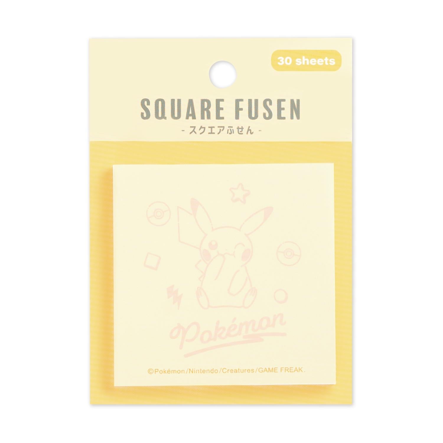 Pikachu Square Sticky Note with cute Pikachu face from Japan