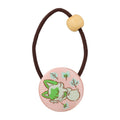 Walnut peony hair tie from Japan, featuring pink peony design