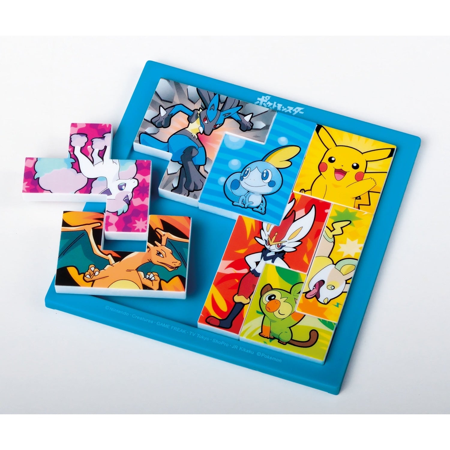 Close-up of Pokemon TP-05 tile puzzle pieces from Japan with intricate details