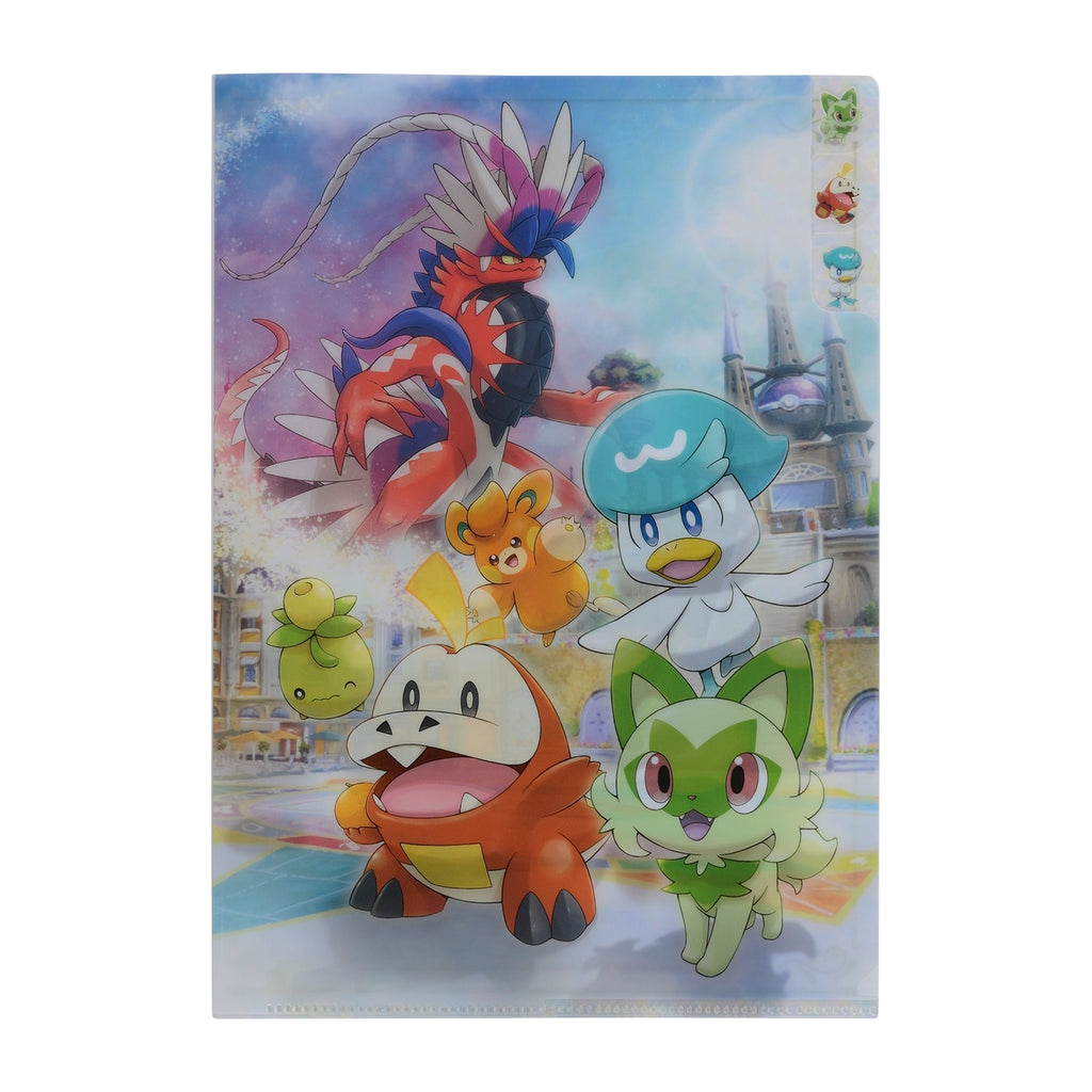 A4 3 pocket clear file scarlet