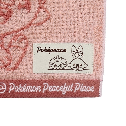 Close-up of Mini towel RD Pokepiece with Pokeball pattern, made in Japan